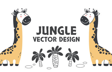 Jungle animal forest safari frame border card graphic design illustrationのイラスト素材