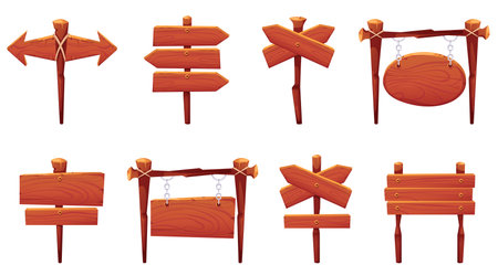 Wooden sign boards sign boards texture abstract design element concept illustration setのイラスト素材