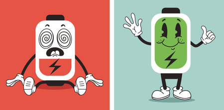 High and low battery concept vector design graphic illustration elementのイラスト素材