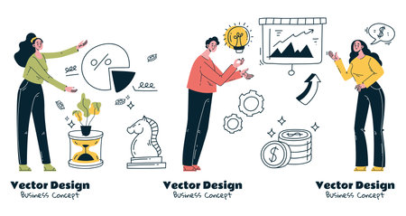 <p>Business people success teamwork startup doodle line style concept. Graphic design vector illustration</p>のイラスト素材