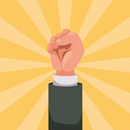 Fist hand fight arm up discrimination revolution power democracy concept. Vector graphic design illustrationのイラスト素材
