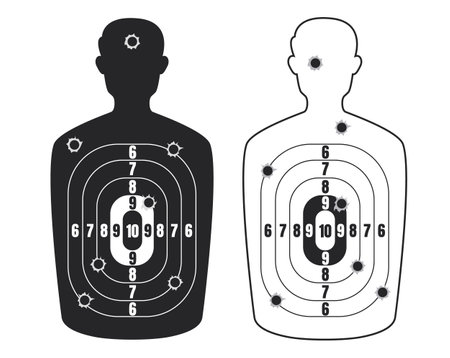 Human man target gun silhouette weapon sport concept. Vector graphic design illustrationのイラスト素材