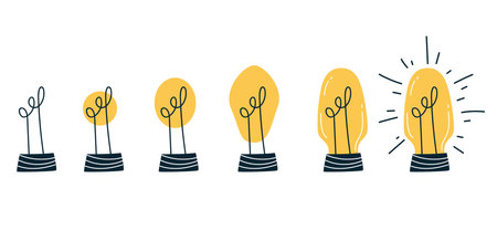 Llightbulb animation steps isolated set. Vector graphic design illustrationのイラスト素材