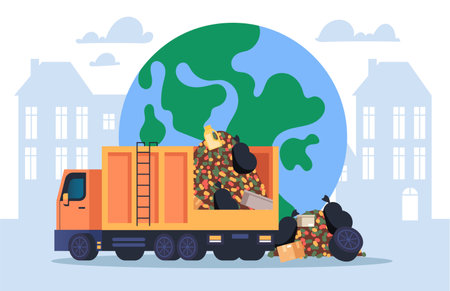 Save planet earth waste garbage environmental ecology concept. Vector graphic design illustrationのイラスト素材
