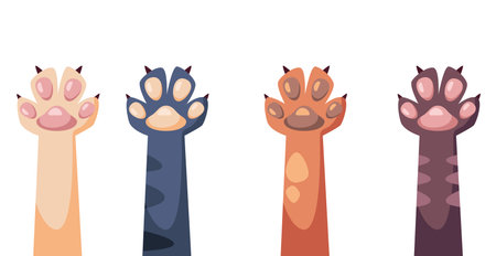 Cat paw pet animal isolated set. Vector graphic design illustrationのイラスト素材