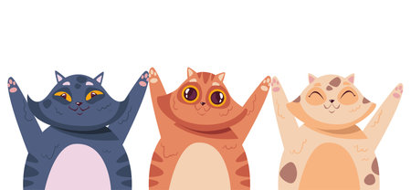 Cute cat character pet animal isolated set. Vector graphic design illustrationのイラスト素材