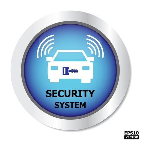 Security system button, icon, sign on blue color のイラスト素材