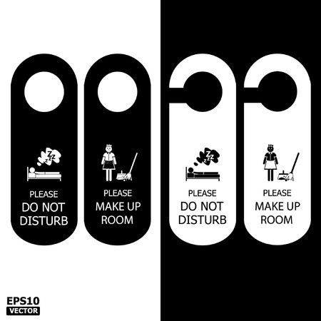 Black and White Door Hanger Tags for Room in Home, Hotel, Resort のイラスト素材