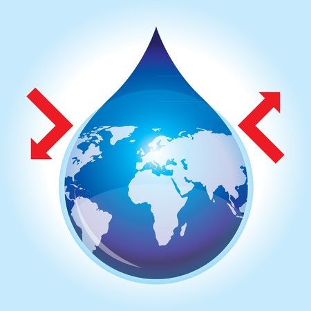 Save and Protect Water of The World Concept with red arrow のイラスト素材