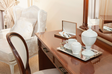 Luxury hotel room welcome kitの写真素材