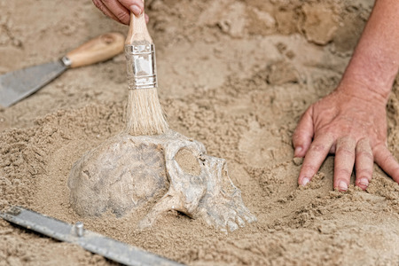 Detail from excavations of an ancient burial siteの写真素材