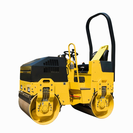 Construction equipment: Compactor roller. Isolated on white, clipping path included