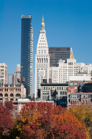 Buildings in the Union Square, New York City. Polarization filterの写真素材