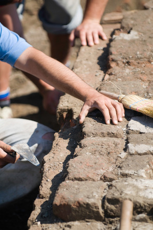 Workers at the archeological site. Selective focusの写真素材