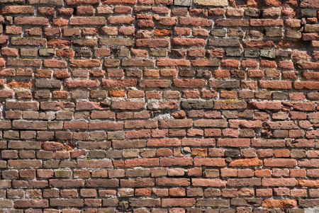 Old brick wall background, flat focus, sharp cornersの写真素材