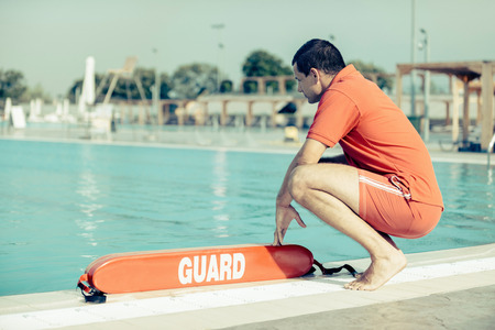 Lifeguard on duty, toned imageの写真素材