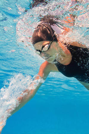 Underwater image of a front crawl swimmerの写真素材