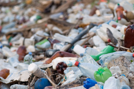 Plastic bottle dump, selective focusの写真素材