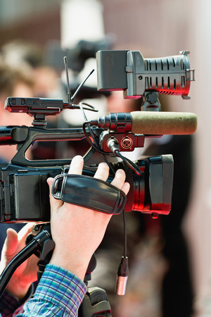 TV cameraman workingの写真素材