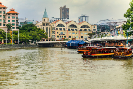 Singapore river. Clarke Quayのeditorial素材