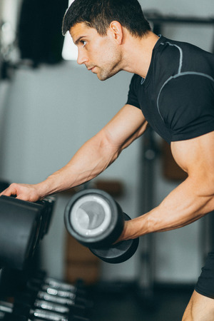Body building exercise in the gymの写真素材