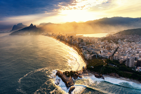 Sunset in Rio De Janeiro. Aerial view of  Ipanema.の写真素材