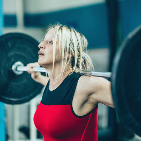 Female on weightlifting trainingの写真素材