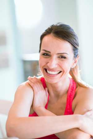 Portrait of cheerful womanの写真素材