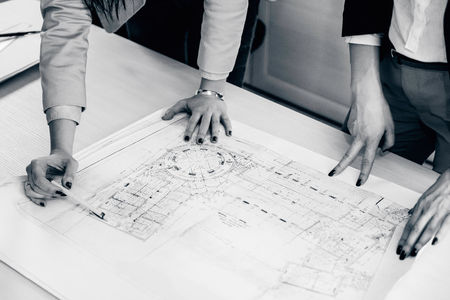 Female architects working in officeの写真素材