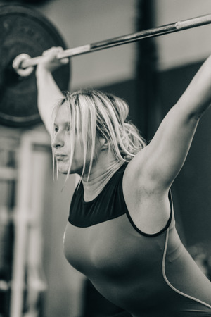 Female on weightlifting trainingの写真素材