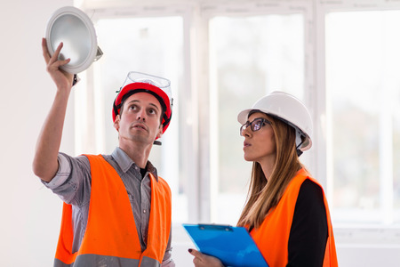 Maintenance Engineering on construction site checking light