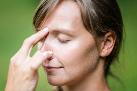 Pranayama yogic breathing techniqueの写真素材