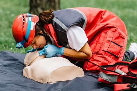 Cpr training outdoorsの写真素材
