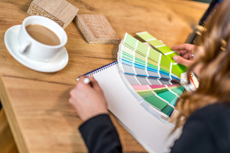 Young architect or interior designer working from  homeの写真素材