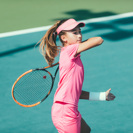 Tennis girl on trainingの写真素材