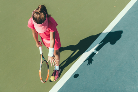 Tennis girl on trainingの写真素材