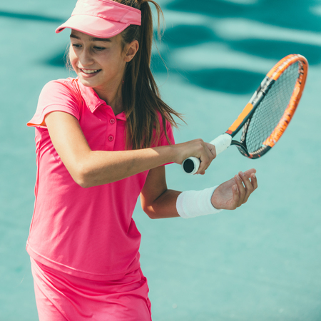 Tennis girl on trainingの写真素材