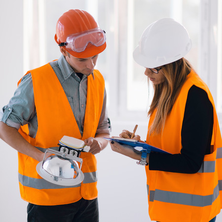 Maintenance Engineering on construction site checking lightの写真素材