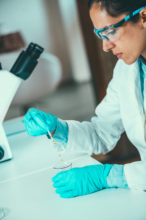 Technician working in laboratoryの写真素材
