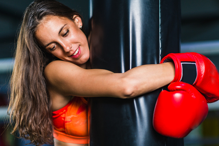 Woman on boxing trainingの写真素材