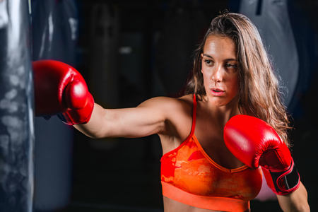 Woman on boxing trainingの写真素材