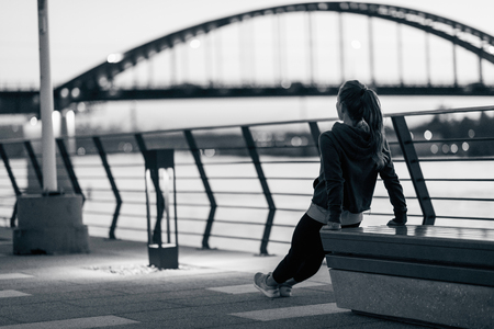 Workout on riversideの写真素材