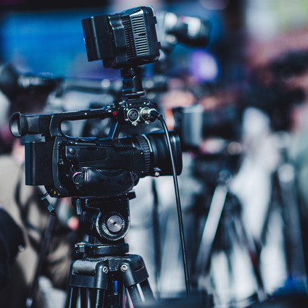 Camera at a media conferenceの写真素材