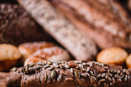 Breads and baked goods close-upの写真素材