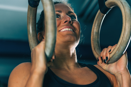 Cross training. Gymnastic rings exercising