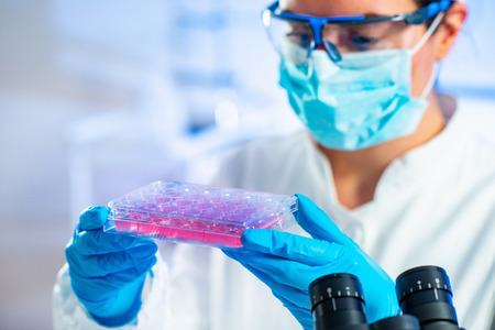 Stem cell researcher working in laboratory