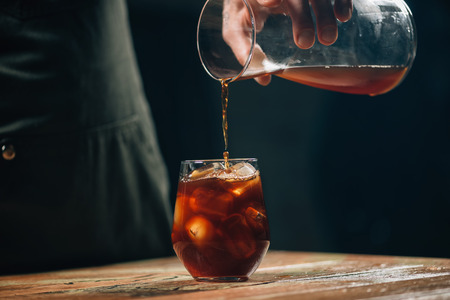 Pouring cold brew coffeeの写真素材