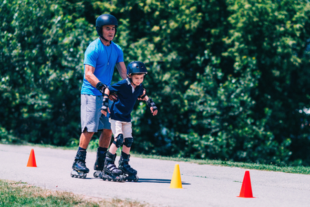 Learning roller skatingの写真素材