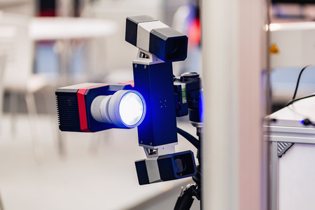 3D Motion and deformation sensor with blue light technology for automotive industry, aerospace industry, biomechanics and for researches and development.の写真素材