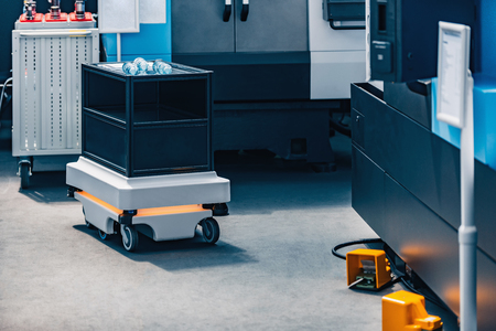 Mobile industrial robot for internal transport in industry, logistics, healthcare and service activities.の写真素材